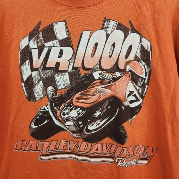 Vintage 90s Harley-Davidson VR 1000 Double Sided Single Stitch Graphic Tee M - Picture 3 of 10